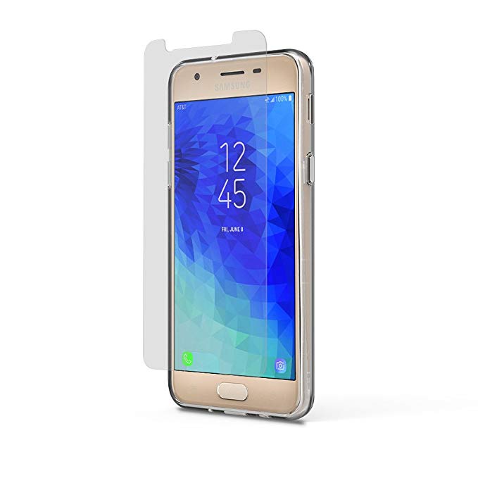 PureGear Samsung Galaxy J3 (2018) HD Clear Tempered Glass Screen Protector with Self Alignment Tray, Touch Sensitive, Case Friendly, Lifetime Replacement Warranty