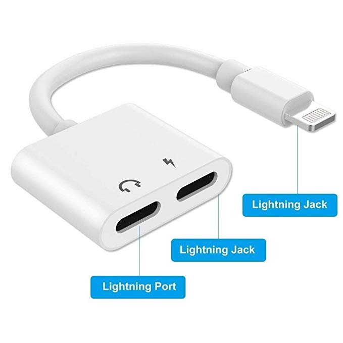 LEEWEE Dual Port Adapter Splitter, 2 in 1 Headphone Audio & Charge, Support Music Control, Phone Call and Data Sync, New iOS 11, for iP 7, 7Plus, 8, 8Plus, iPX