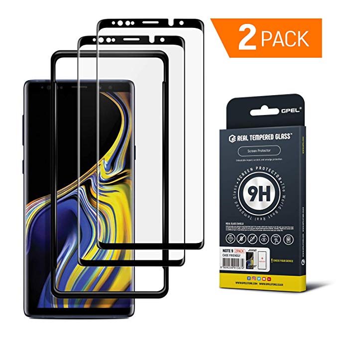 Galaxy Note 9 Screen Protector Tempered Glass w/Applicator [Case-Friendly] HD Clarity, Real Tempered Glass, 9H Hardness, Premium Japanese Asahi Glass by GPEL [2-Pack]
