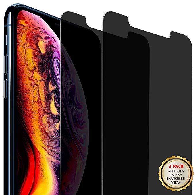 Privacy Screen Protector for Apple iPhone Xs Max, 6.5”, Anti-Spy Tempered Glass Film, 1-Pack
