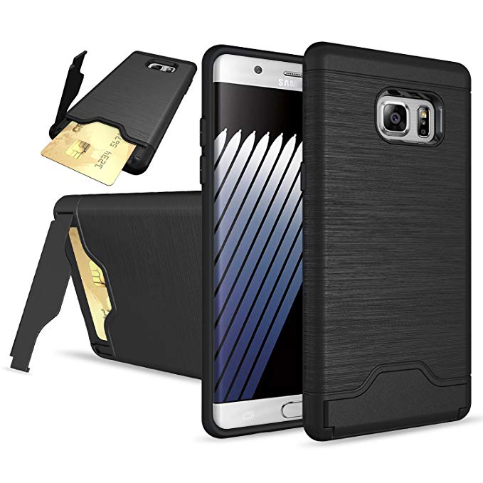 Galaxy Note 8 Case,AOFU [Slim Armor]Card Holder[Dual Layer] Hybird Shock Proof Protective with Kickstand Feature Premium Bumper Wallet Cases for Samsung Galaxy Note 8-Black